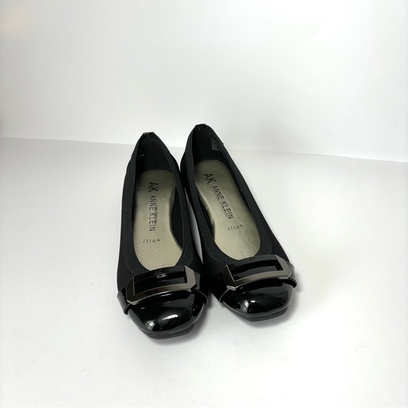 Anne Klein Ballet Flat Ursula Neopren Patent Buckle Black Size 6 - Picture 1 of 10